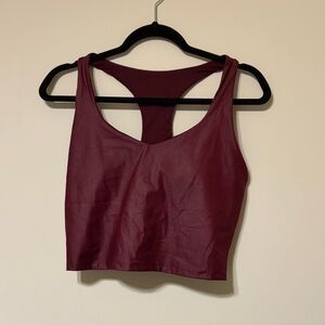 Fabletics Burgundy Racerback Built-in Bra Crop Top